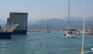 Passing by the bridge over the Lefkas canal