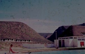 Pauline relaxing by the hot spring